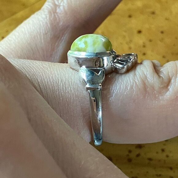 Natural Connemara Marble Sterling Silver Claddagh Ring Size 6 - Picture 3 of 9